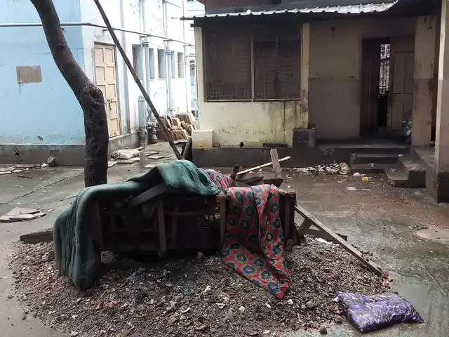 Broken furniture and squalor.