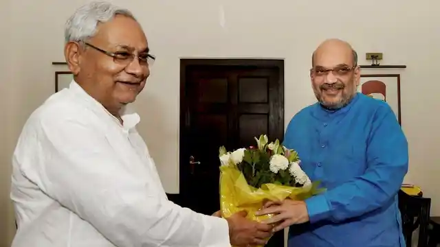 File photo of Amit Shah with Nitish Kumar.