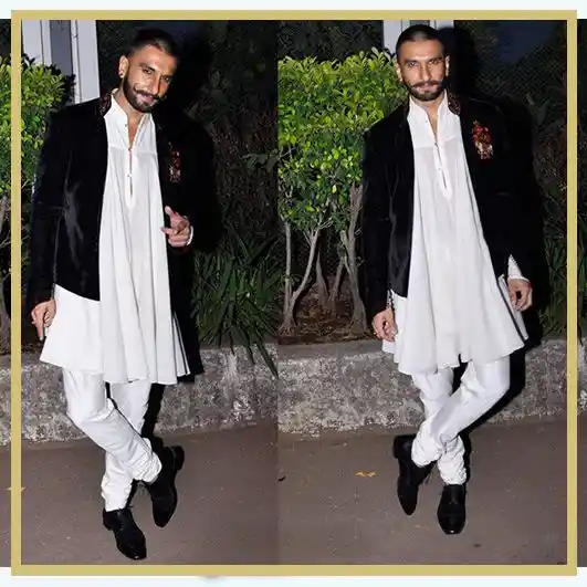 Ranveer Singh in the Rohit Bal <i>kedia</i> outfit. 