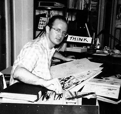 Artist Steve Ditko at work.