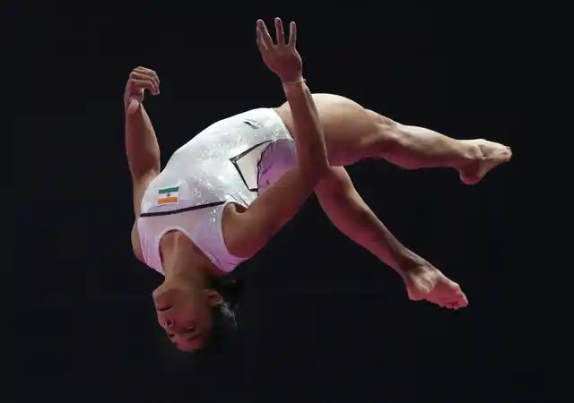 Aruna Budda Reddy finished seventh in the vault qualification with a score of 13.350.