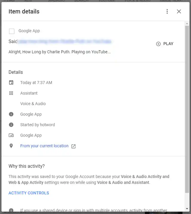 Look for the ‘current location’ link or ‘from your Google Maps timeline activity’ link.