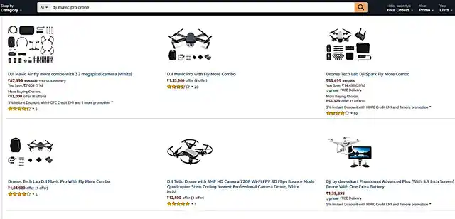 Buying drones online in India is pretty easy, but very expensive. 