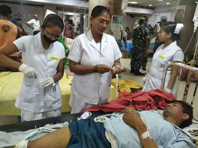 Victim Sanjay Kumar recuperating at a hospital in Patna.