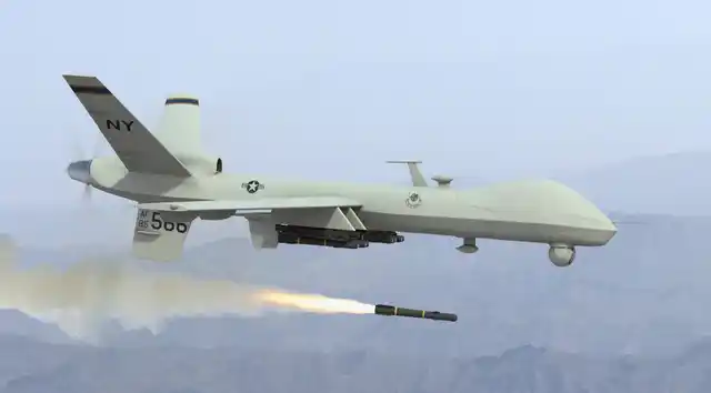 Drone firing a missile.