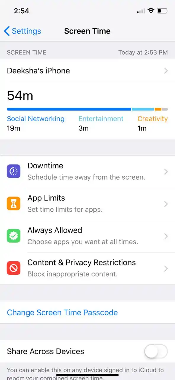 Screentime feature on iOS 12.
