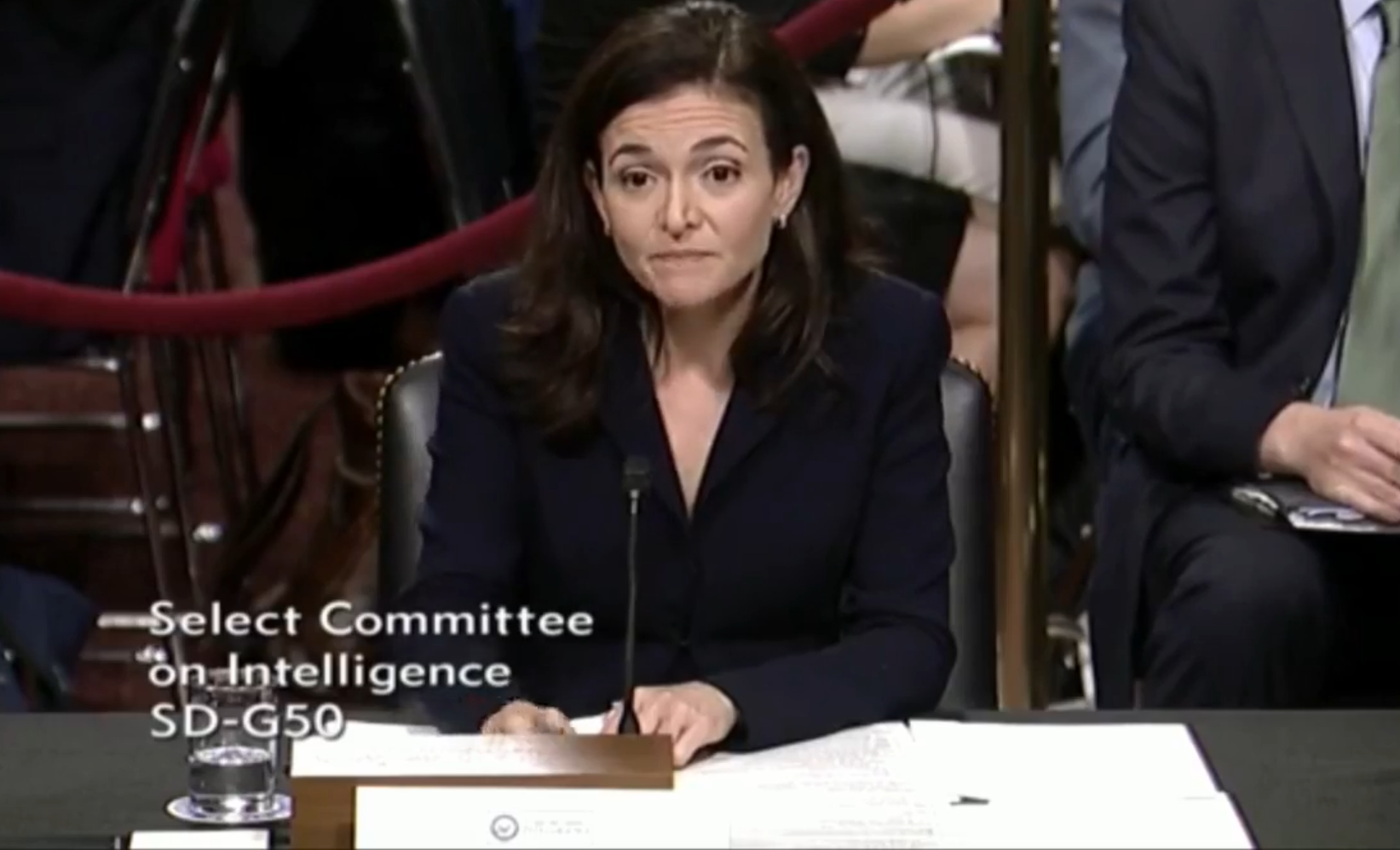 Facebook COO Sheryl Sandberg at the US Senate Intelligence Committee hearing