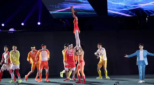 Dancers perform during the closing ceremony for the 18th Asian Games in Jakarta, Indonesia.