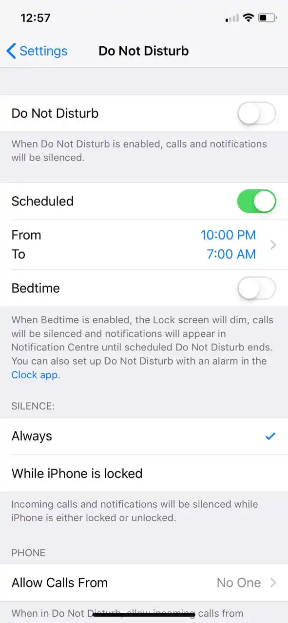 The Do not Disturb feature can now be scheduled according to your preference. 