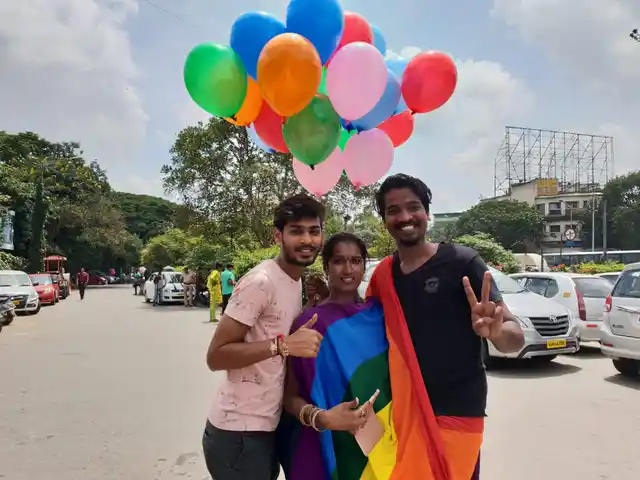 People from LGBTQ community in Bengaluru posing post verdict.