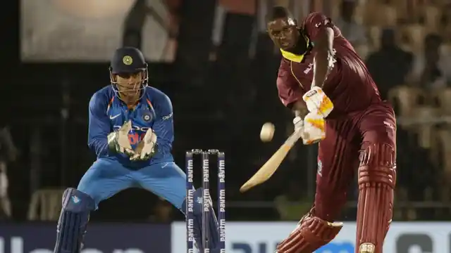 West Indies skipper Jason Holder en route to his 54 not out against India in Mumbai on Monday.