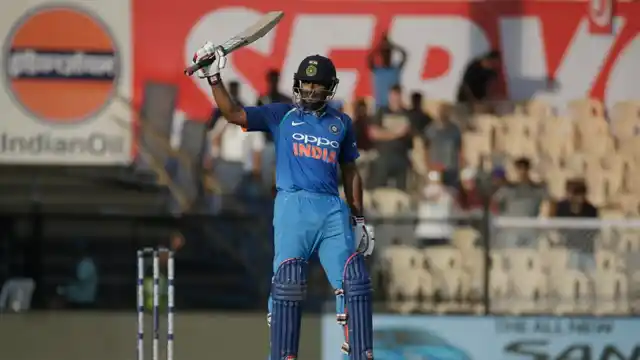 India’s Ambati Rayudu after bringing up his century against West Indies in Mumbai on Monday.