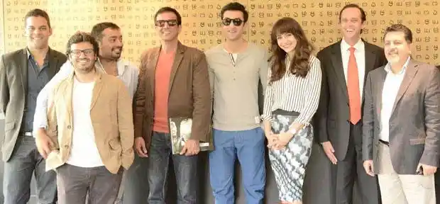 Vikramaditya Motwane, Vikas Bahl, Anurag Kashyap, Kay Kay Menon, Ranbir Kapoor And Anushka Sharma on the sets of <i>Bombay Velvet</i>.