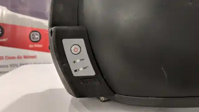 Buttons to operate the helmet. 