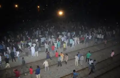 Amritsar: The site where at least 30 people glued to watching a burning Ravan effigy while standing on railway tracks were crushed by a speeding train in Amritsar on Oct 19, 2018. (Photo: IANS)