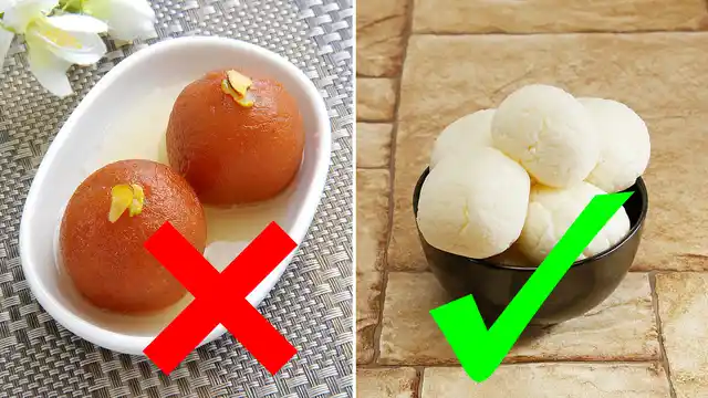 While both are comparable in calories and sugar content, <i>rasgullas</i> made of cottage cheese will give you some dairy, hence some protein and calcium too. (Photo: iStock; Altered by FIT)