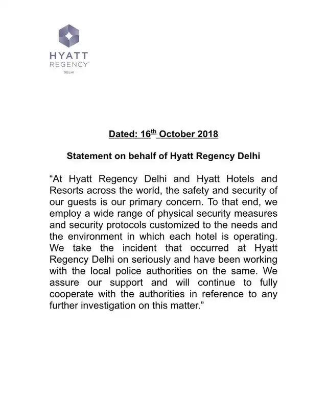 Statement issued by the hotel.