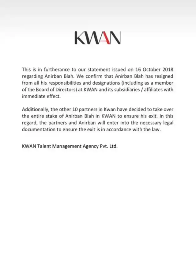 Statement by KWAN on 17 October.