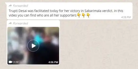 The caption states that Muslims were behind the petition to scrap the diktat barring women of menstruating age from entering the Sabarimala temple.