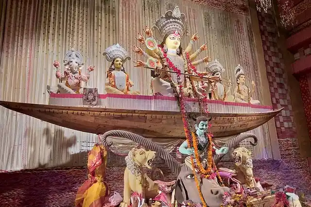 The theme of this pandal was the refugee crisis.