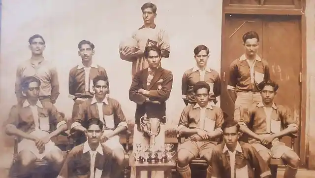 An undated photograph of the Bangalore Muslims team. 
