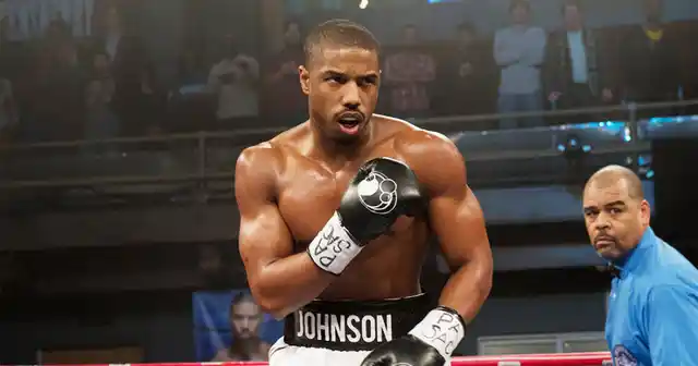 Adonis Creed is ready to take down his opponent in the ring.