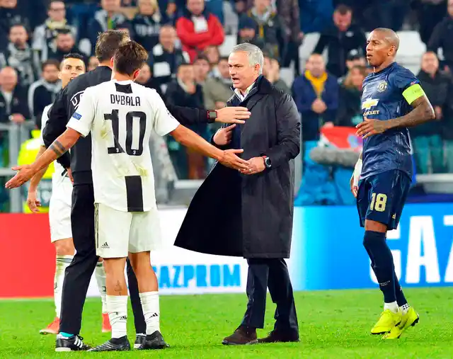 Jose Mourinho, center, reacts at the end of of the Champions League match against Juventus.