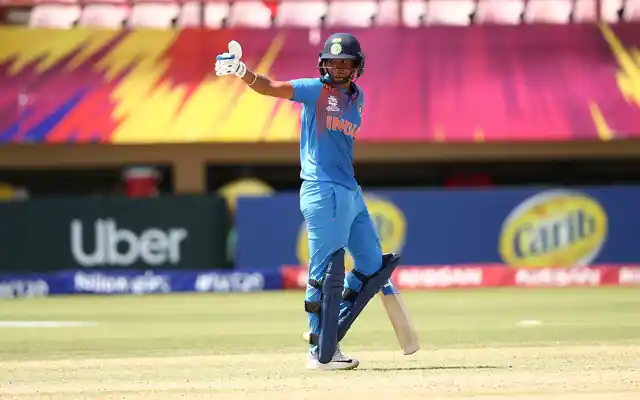 Harmanpreet Kaur during her innings against New Zealand at the Women’s World T20.