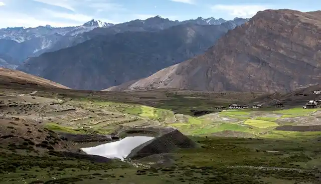 A traditional glacier-fed Kul water tank in Langza, Spiti valley.