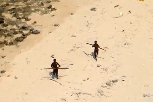 Tribes persons photographed at the North Sentinel island. 