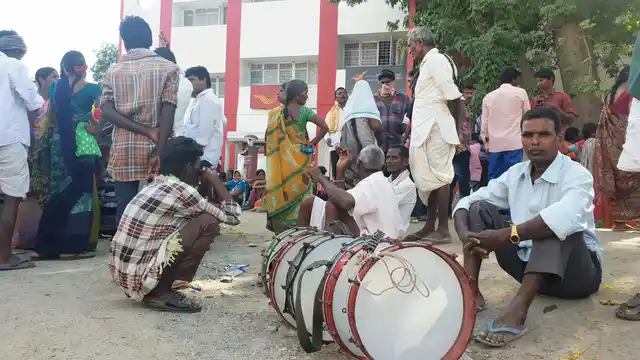 Scene outside the nomination center in Nalgonda 