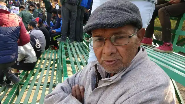 Muhammad Amin Wadoo at the I-League match between Real Kashmir and Churchil Brothers in Srinagar on Tuesday, 6 November. 