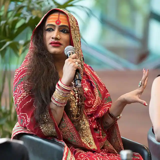 Laxmi Narayan Tripathi at JLF Melbourne on a panel ‘Gender and the Spaces Between’ presented by Melbourne Writers Festival, Federation Square, Melbourne 2017.