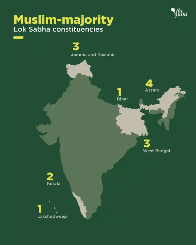 14 Muslim-majority Lok Sabha constituencies in India.
