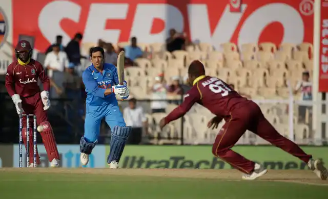 MS Dhoni in action during India’s 2nd ODI against West Indies at Visakhapatnam.