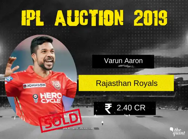 Varun Aaron: Rs 2.4 crore to Rajasthan Royals (Base Price: Rs 50 lakh)