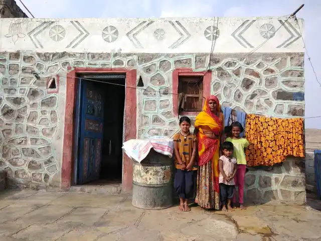 Saku Mohan Rathod with her grandchildren. 