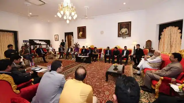 PM Narendra Modi meets with a delegation from the film industry.