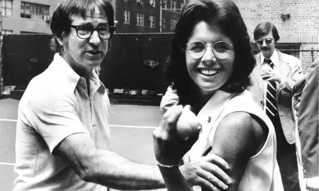 Bobby Riggs (left), 55 and well into retirement, challenged the world’s top female tennis players in the 1970s.
