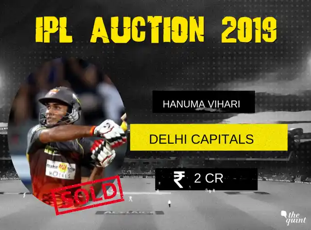Hanuma Vihari: Rs 2 crore to Delhi Capitals (Base Price: Rs 50 lakh)