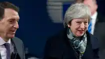 British Prime Minister Theresa May, right, with European Council President Donald Tusk in Brussels.