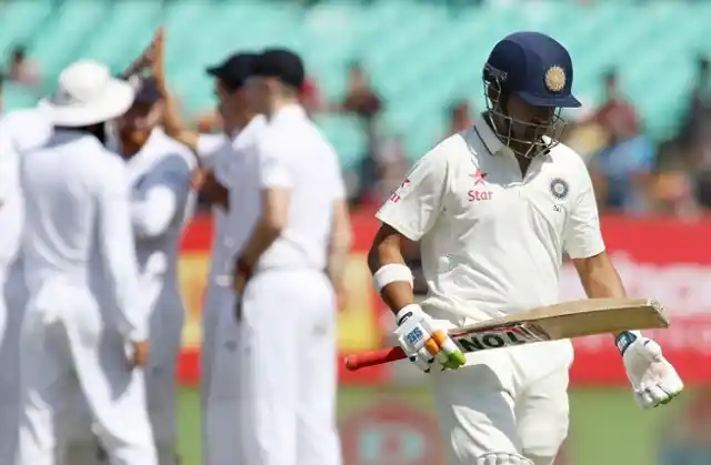 Gambhir pictured after being dismissed against England in what proved to be his final international outing, at Rajkot in 2016.
