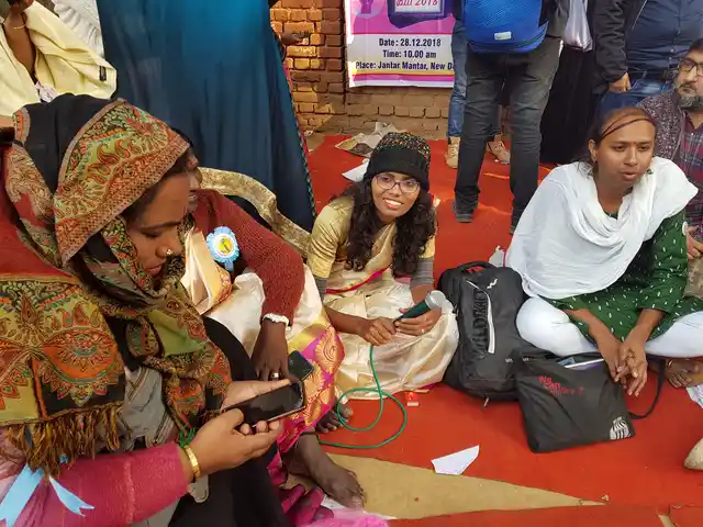 Grace Banu, transgender and Dalit activist in the centre with the mic.