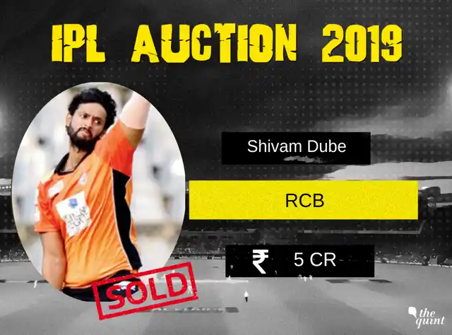 Shivam Dube: Rs 5 crore to Royal Challengers Bangalore (Base Price: Rs 20 lakh)