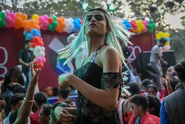 A trans person decked up for the Kolkata Rainbow Pride Walk 2018