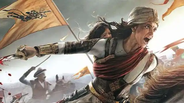 Kangana on the poster of <i>Manikarnika</i>.