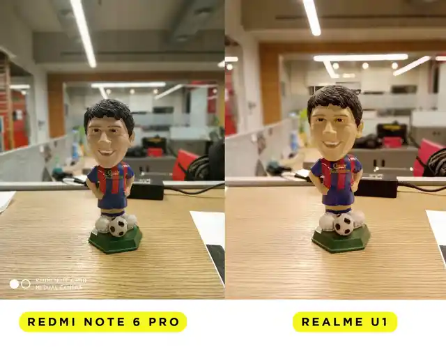 The portrait mode again works in the favour of Realme U1 because of the natural colours that too in the indoor lighting. Just notice the details and yeah, Messi is the best. 