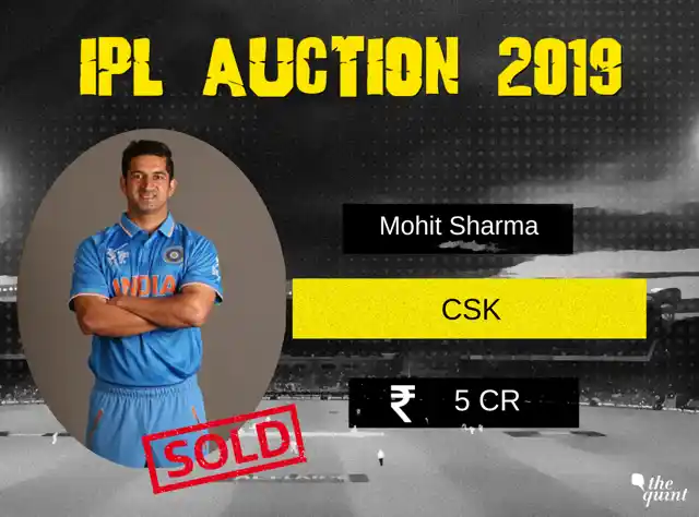 Mohit Sharma: Rs 5 crore to Chennai Super Kings (Base Price: Rs 50 lakh)