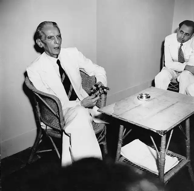Mohammad AliJinnah at his last press conference before leaving for Pakistan, August 1947