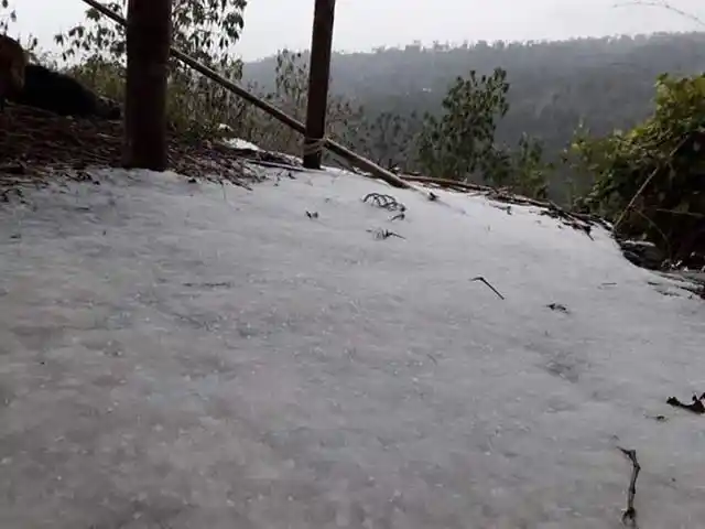 On Friday, it started raining hailstones. 